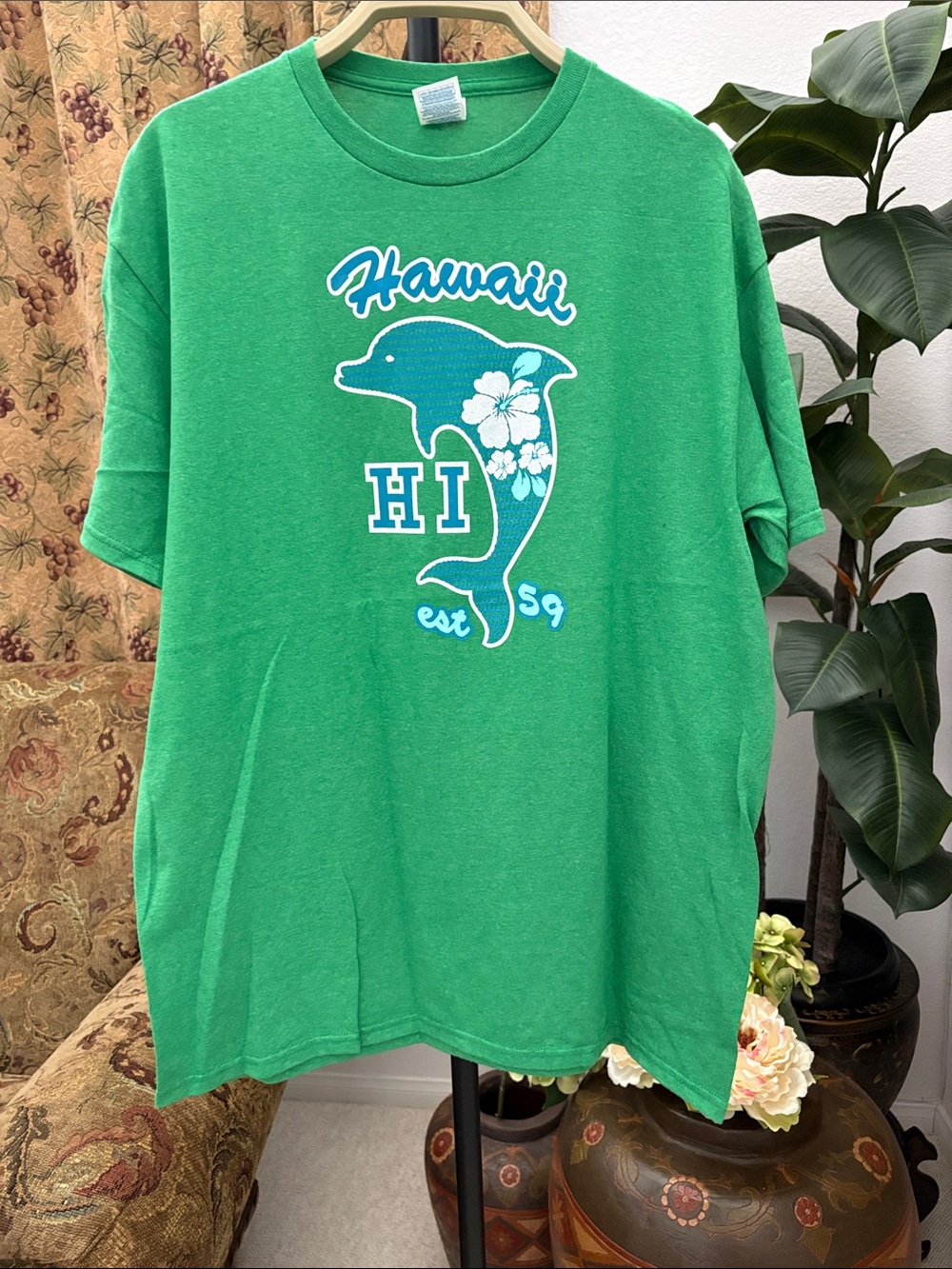 Hawaii Dolphin Graphic Short Sleeve Tee - Green
